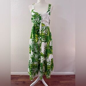 Karlie Green Leaf Print Dress